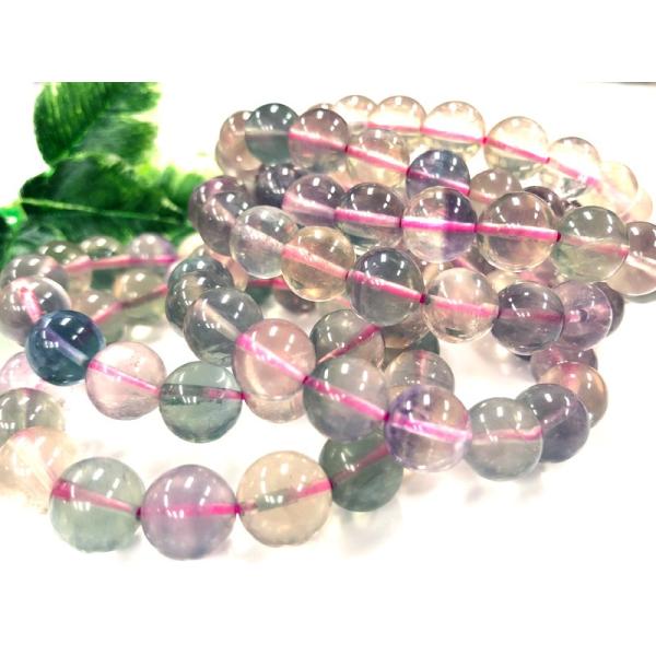 人気！優しいレインボーカラー★天然石ブレスレット/レインボーフローライト（fluorite,蛍石）/...