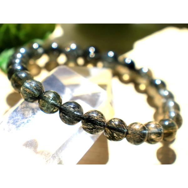 【1点限り】超希少！★濃密針★金銭を呼び込む金運の石★天然石ブレスレット/グリーンルチルクォーツ（R...