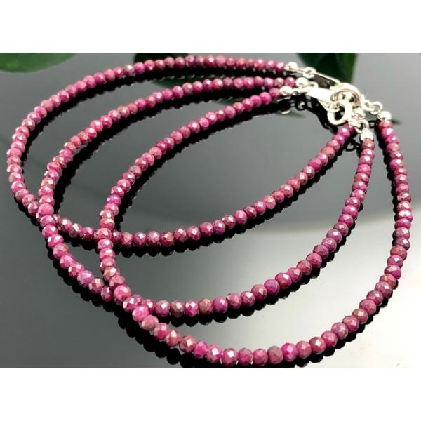 宝石の女王ルビー★SV925製/天然石ブレスレット/ルビー（ruby・鋼玉・紅玉）/ファセットカット...