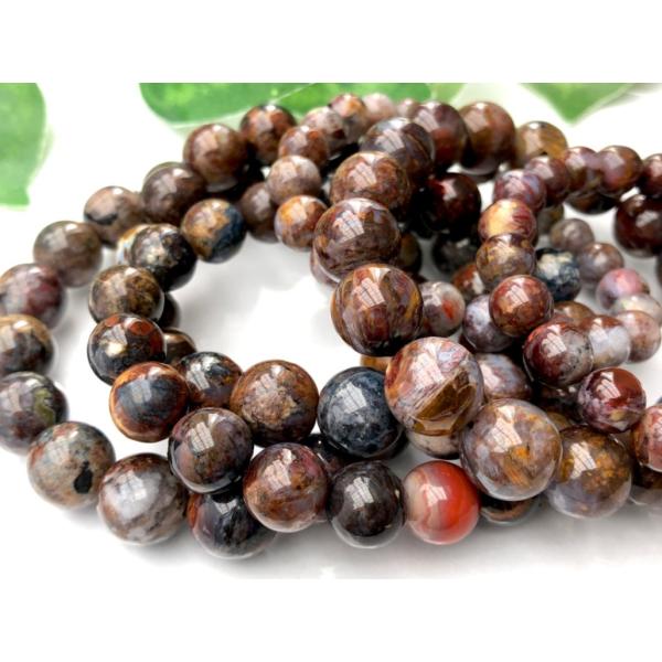 希少★芸術的な模様と色彩★ナミビア産★天然石ブレスレット/ミックスピーターサイト（Pietersit...