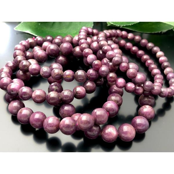 宝石の女王ルビー★濃厚発色！★天然石ブレスレット/スタールビー(ruby・鋼玉・紅玉)/ラウンド/約...