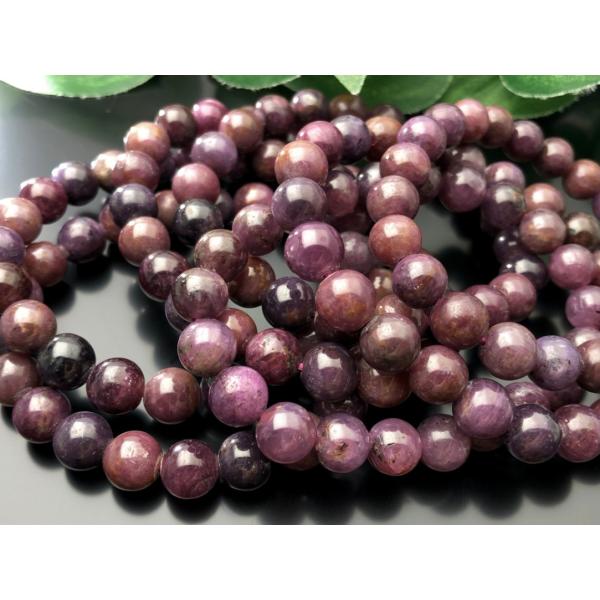 宝石の女王ルビー★濃厚発色！★天然石ブレスレット/スタールビー(ruby・鋼玉・紅玉)/ラウンド/約...