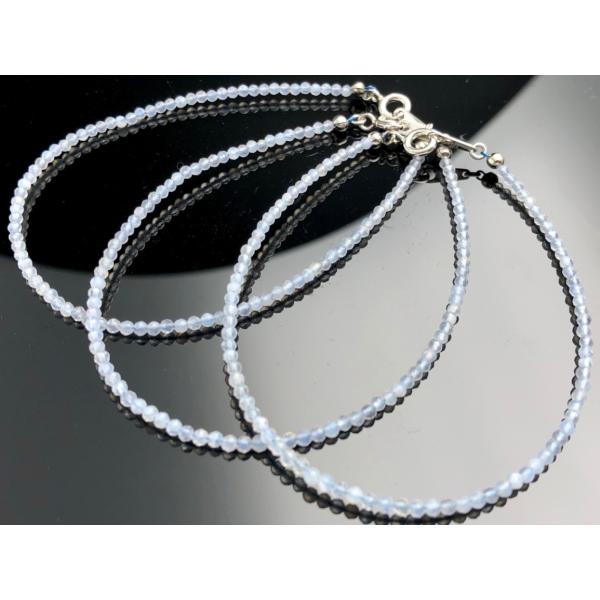 アフリカ産★SV925製/天然石ブレスレット/ブルーレースアゲート（Bluelace agate/空...