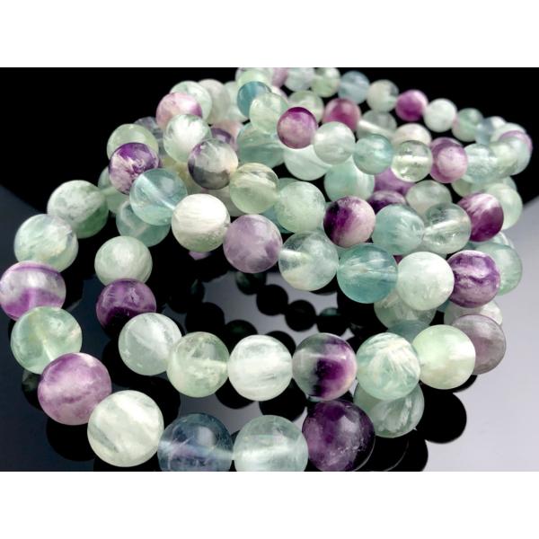 天然石ブレスレット/エンジェルフェザーレインボーフローライト（fluorite,蛍石）/ラウンド/約...