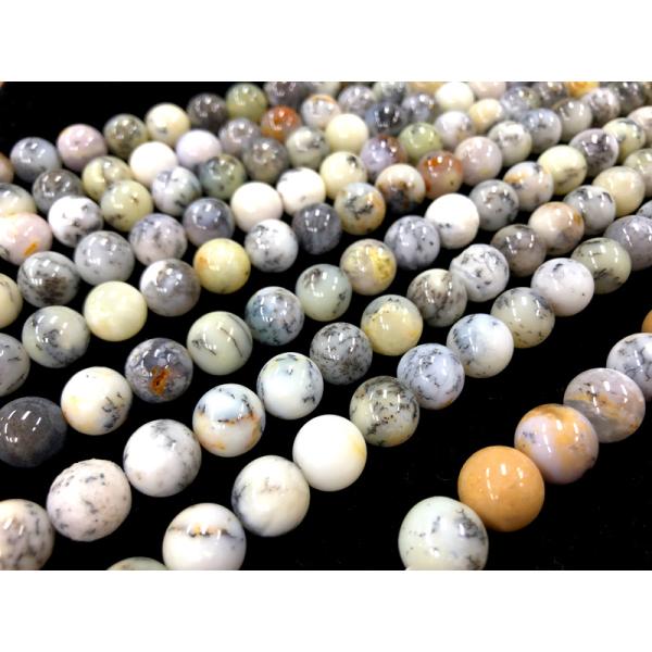 樹木のような神秘的な模様★天然石ビーズ/デンドリティックアゲート（agate/忍石/模樹石）/ラウン...