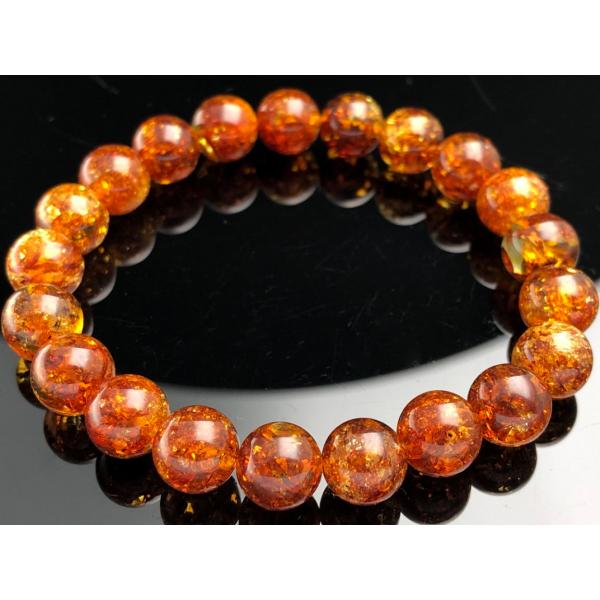 ロシア産★天然琥珀★ブレスレット/アンバー（amber/琥珀・こはく/蝋琥珀）/ラウンド/約9mm/...