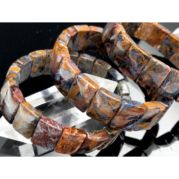 ナミビア産★天然石ブレスレット/ブルーレッドピーターサイト（Pietersite/角閃石）/バングル...