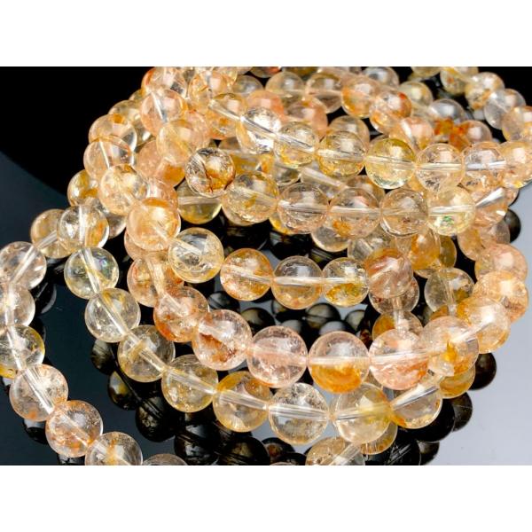 ブラジル産★天然石ブレスレット/イエローライモナイトインクォーツ(オーロラクォーツ/Aurora Q...