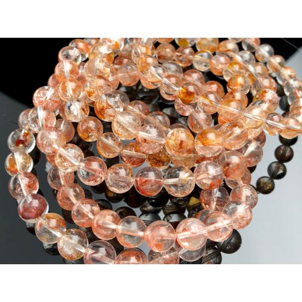 ブラジル産★天然石ブレスレット/レッドライモナイトインクォーツ(オーロラクォーツ/Aurora Qu...