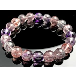 【1点物】ブラジル産★FA/天然石ブレスレット/スーパーセブン(Super seven/セイクリッドセブン)/ラウンド/約9mm/1本【天然石/パワーストーン】【アメリカツーソ