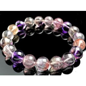 【1点物】ブラジル産★FA/天然石ブレスレット/スーパーセブン(Super seven/セイクリッドセブン)/ラウンド/約10mm/1本【天然石/パワーストーン】【アメリカツーソ