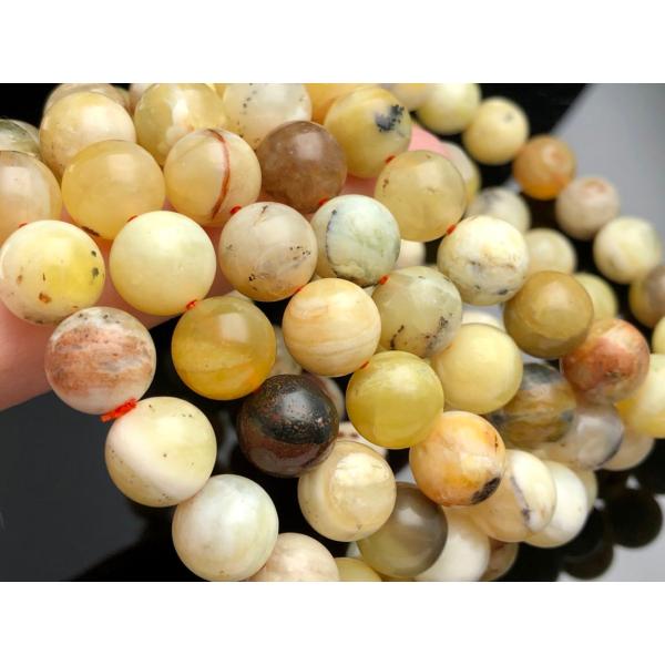 マダガスカル産★天然石ブレスレット/イエローデンドリティックオパール（Opal/蛋白石)/ラウンド/...