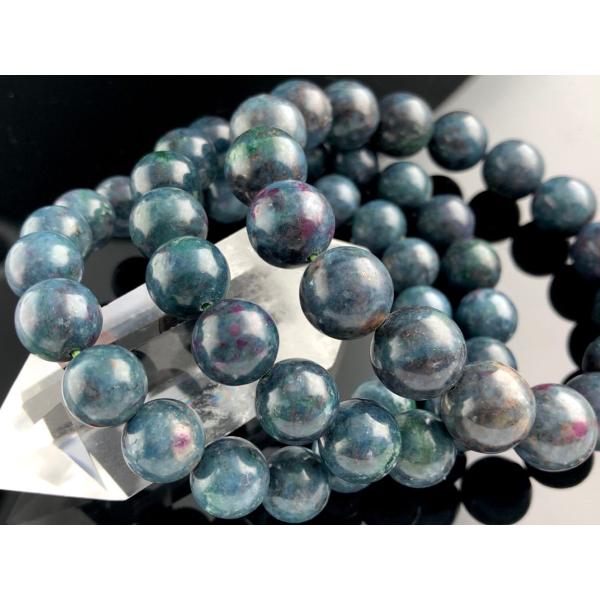 タンザニア産★天然石ブレスレット/ルビーインカイヤナイト(Ruby/鋼玉/紅玉/kyanite/藍晶...