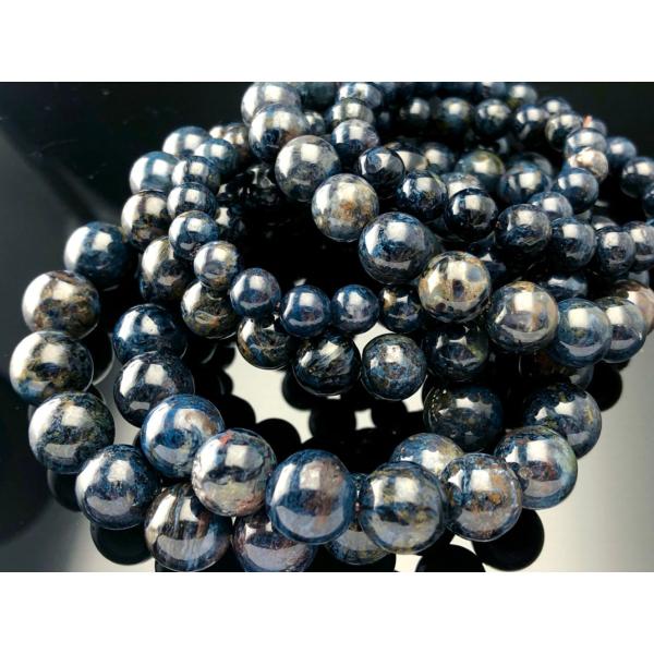 ナミビア産★天然石ブレスレット/ブルーピーターサイト（Pietersite/角閃石）/ラウンド/約1...