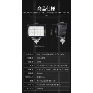 作業灯 led 45W ノイズ対策 12v 2...の詳細画像3