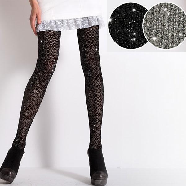 イタリア インポート 柄タイツ DONNA BC 1413 NADINE ラメ網柄タイツ　2色