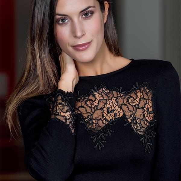 在庫一掃セール SALE 秋冬高級 イタリア ブランド ニット MORETTA 5735  レース切...