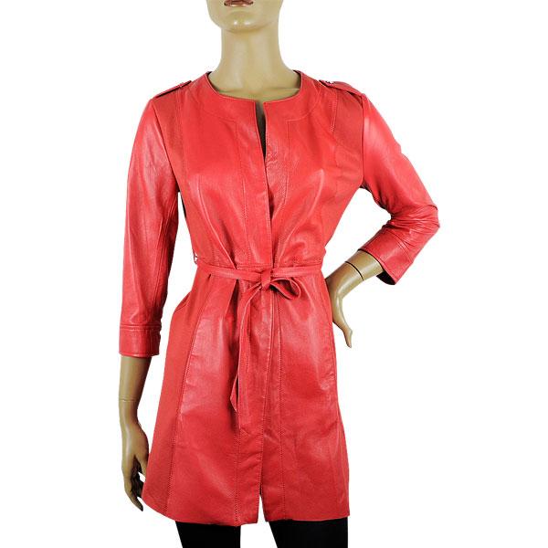 在庫一掃セール  春夏 イタリア インポート コート IMPERIAL 切替レザーコート 赤