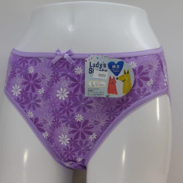 プリント綿混ショーツ　　　パープル色　M.L.LL