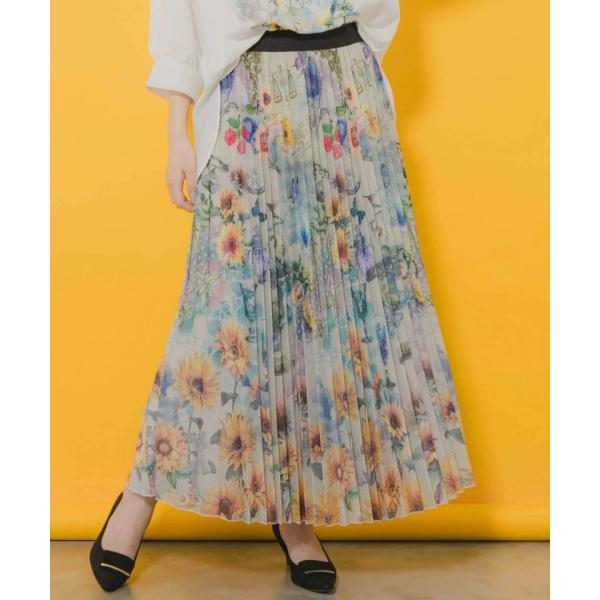 イズスカラー / ヒマワリ柄プリーツメッシュスカート