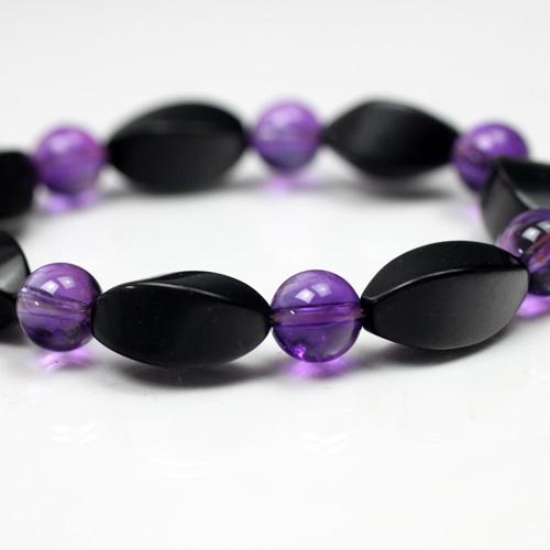アメジスト・ジェットブレスレット〔4582〕