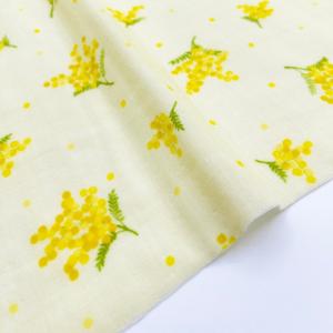 【nu-nos original good fabric】mimosa ｜ダブルガーゼ ミモザ 花柄  (クリームイエロー)｜itempost