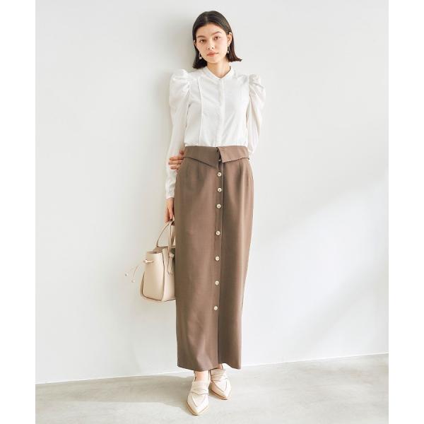 【SALE】COCODEAL　折り返しウエストフロント釦ペンシルスカート　75117091