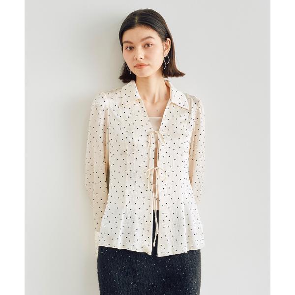 【SALE】COCODEAL　ドットプリントワッシャーサテンリボンシャツ　75118182