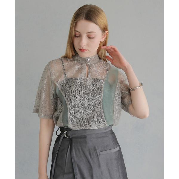 【SALE】&amp;g'aime アンジェム　カーブパネルメッシュトップス　'Curved Panel M...