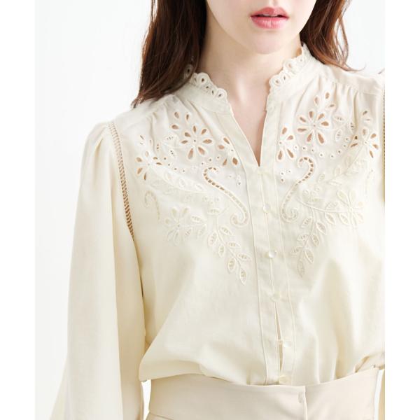 COCODEAL　カットワーク刺繍ボリュームスリーブブラウス　76118051