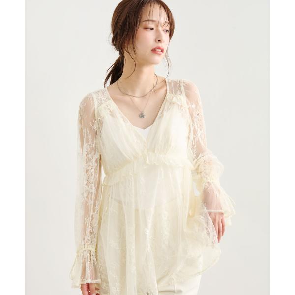 COCODEAL　レースフレアブラウス　76118085