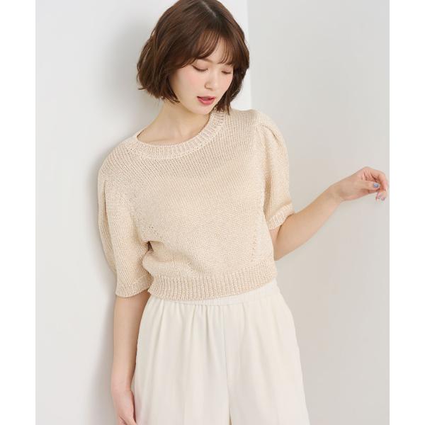 COCODEAL　シャイニーリリヤーンハーフスリーブニット　76231301