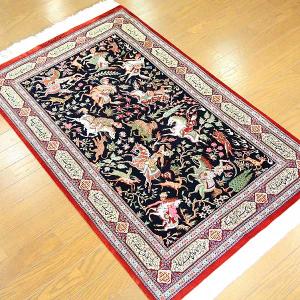 壁掛け向きシルク絨毯 20097 【原産地】イラン　クム