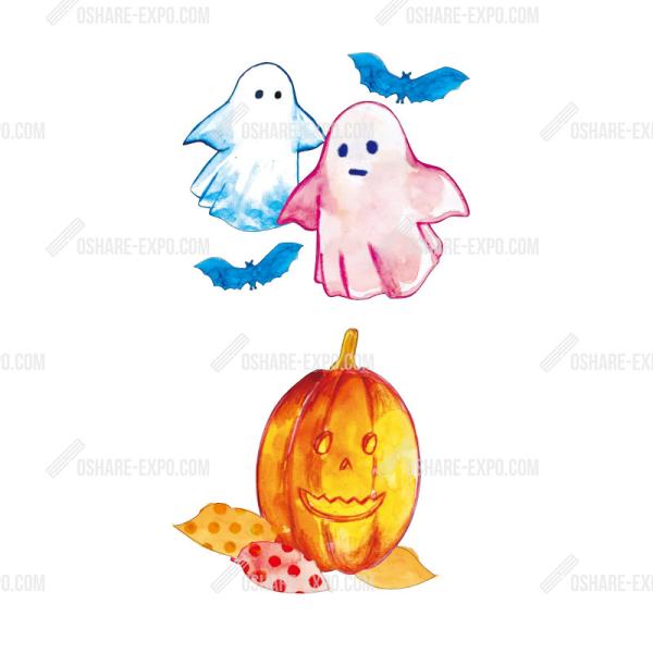 かぼちゃ・おばけイラスト フェイスペイントシール 5シートセット