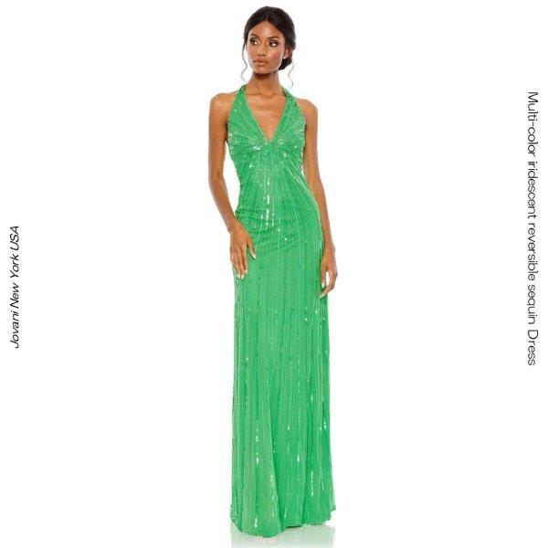 UE0110898 MACDUGGAL ビーズ スパンコール マーメイドドレス ネオングリーン SP...