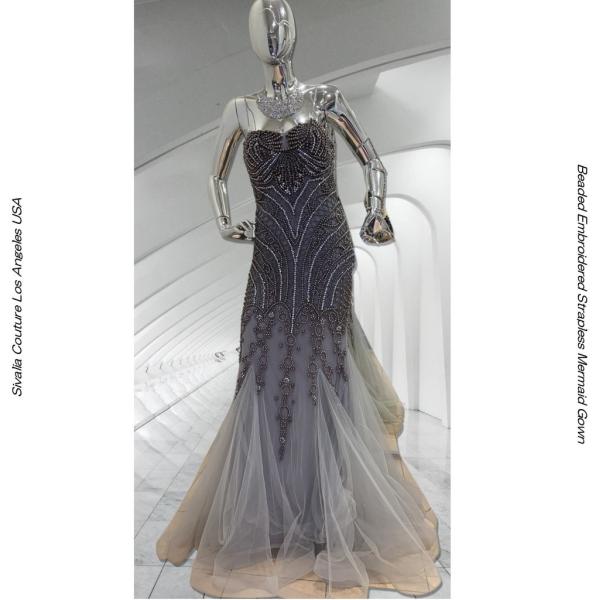 EU07SVFN880 SIVALIA ピアノ演奏 ベアトップドレス シルバーモーブ 手差しビジュ刺...