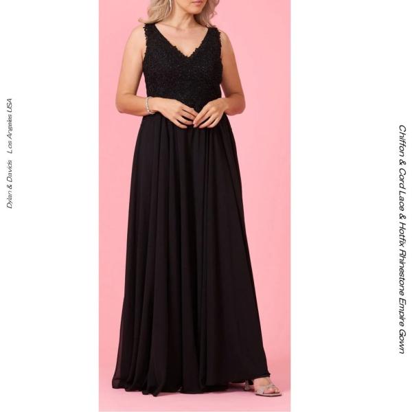 UW351282BK DYLAN&amp;DAVIDS シフォンエンパイアドレス ノースリーブドレス ブラッ...