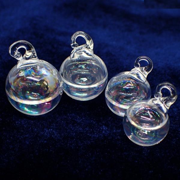 ガラスドームチャーム【05.ウォーター オーロラ】【4サイズ】 ガラスボール ネコポス不可