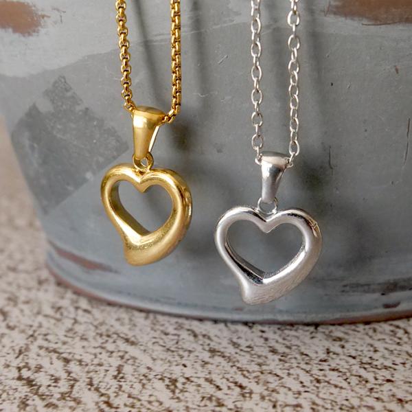 ステンレス製 ペンダントトップ 【80. オープンハート】金属アレルギー対応 ハート パーツ ネック...