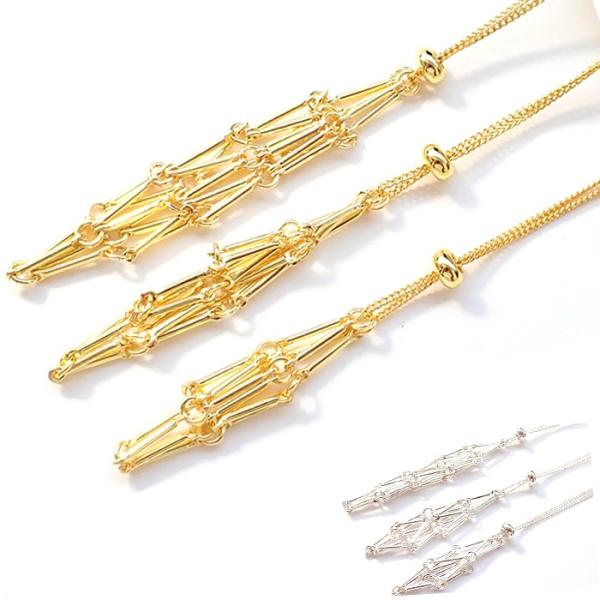 網かごネックレス カゴパーツ 天然石 ゴールド シルバー パワーストーン ネックレスパーツ 銅製