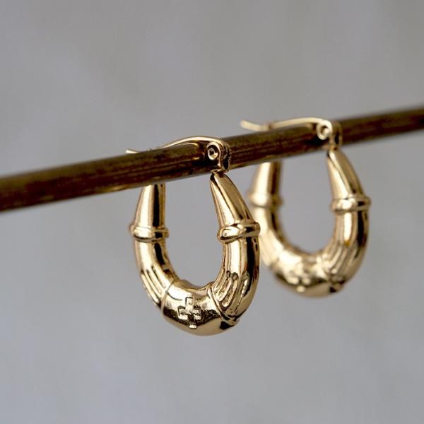 金属アレルギー対応 【247. ギリシャ十字マーク フープピアス 1ペア】 ステンレス ピアス ゴー...