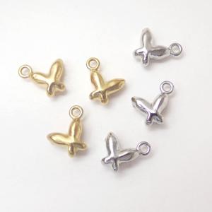 【ステンレス製】バタフライ チャーム ゴールド/シルバー 蝶モチーフ 約8mm 金属アレルギー対応