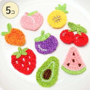 ワッペン アップリケ パーツ 【 小さめ お野菜&amp;果物 5個売り 】 柔らかめ 裏地なし 【p-la32】