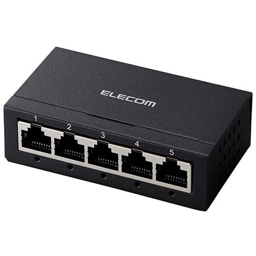 ELECOM Giga対応5ポートスイッチ(金属筐体/ACアダプター)/5ポート:ブラック｜EHC-...