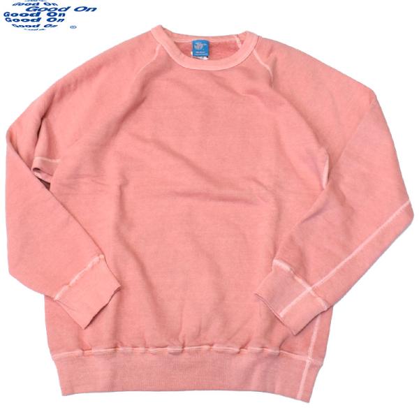 グッドオン GOODON ラグランクルースウェットシャツ コーラル 101