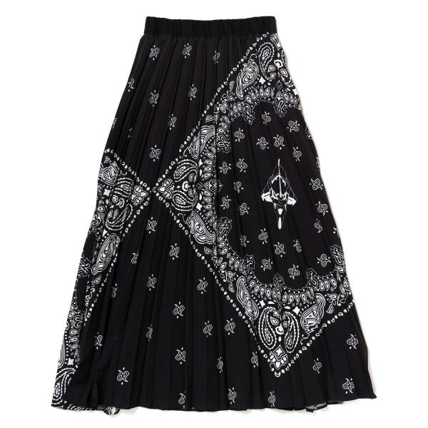 EVA-01 Paisleys Bandanna Pleated Skirt（BLACK）
