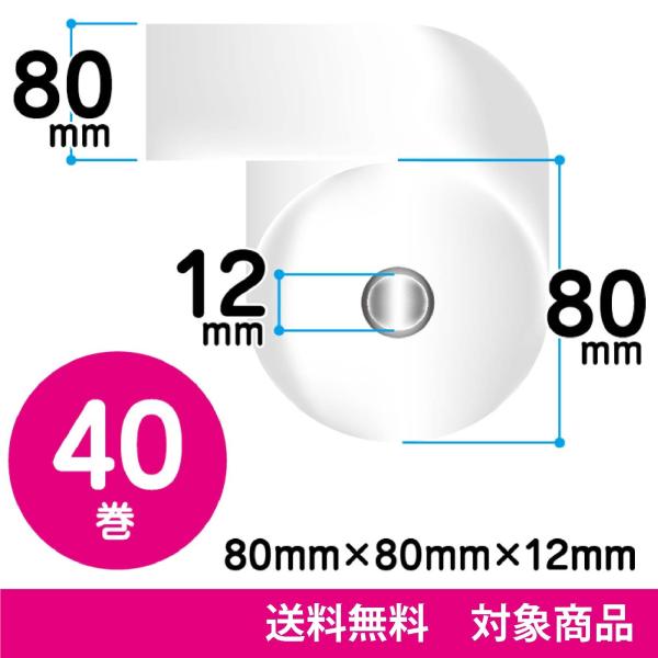 感熱ロール紙　80×80×12　1箱40巻入