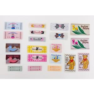 ハンドメイド布タグ 100枚セット 10種x10枚 英字入り コットン 北欧風