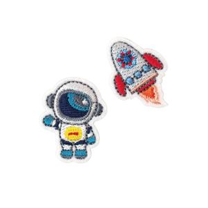 23416　2個付　ミニワッペン「ロケット」　シール＆アイロン両用