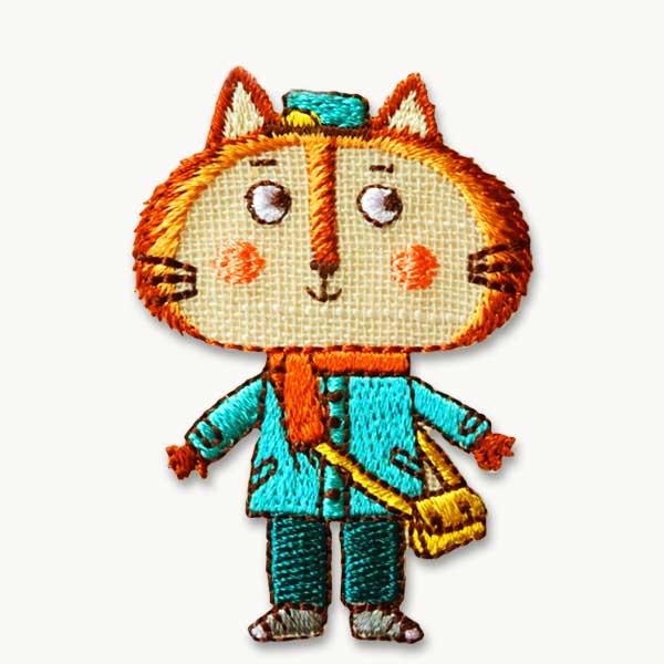 23197　ワッペン（ILLUSTRATION／動物・ねこ猫）　アイロン接着OK　イラストちっくな動...